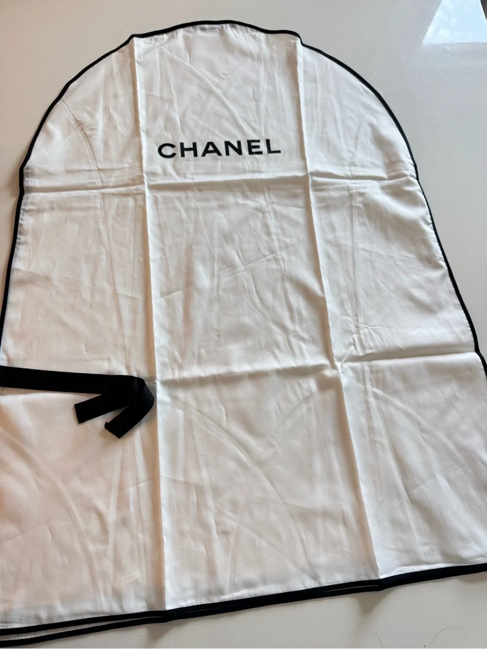Authentic Chanel Short White Linen Garment Bag New